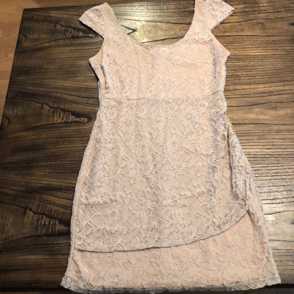 Nude lace cocktail dress